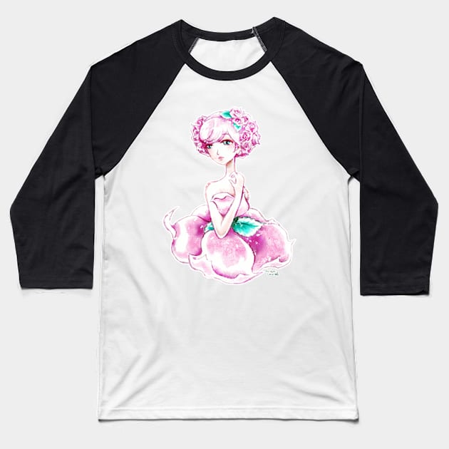 Lady Rose Shoujo Anime Art Baseball T-Shirt by BonBonBunny